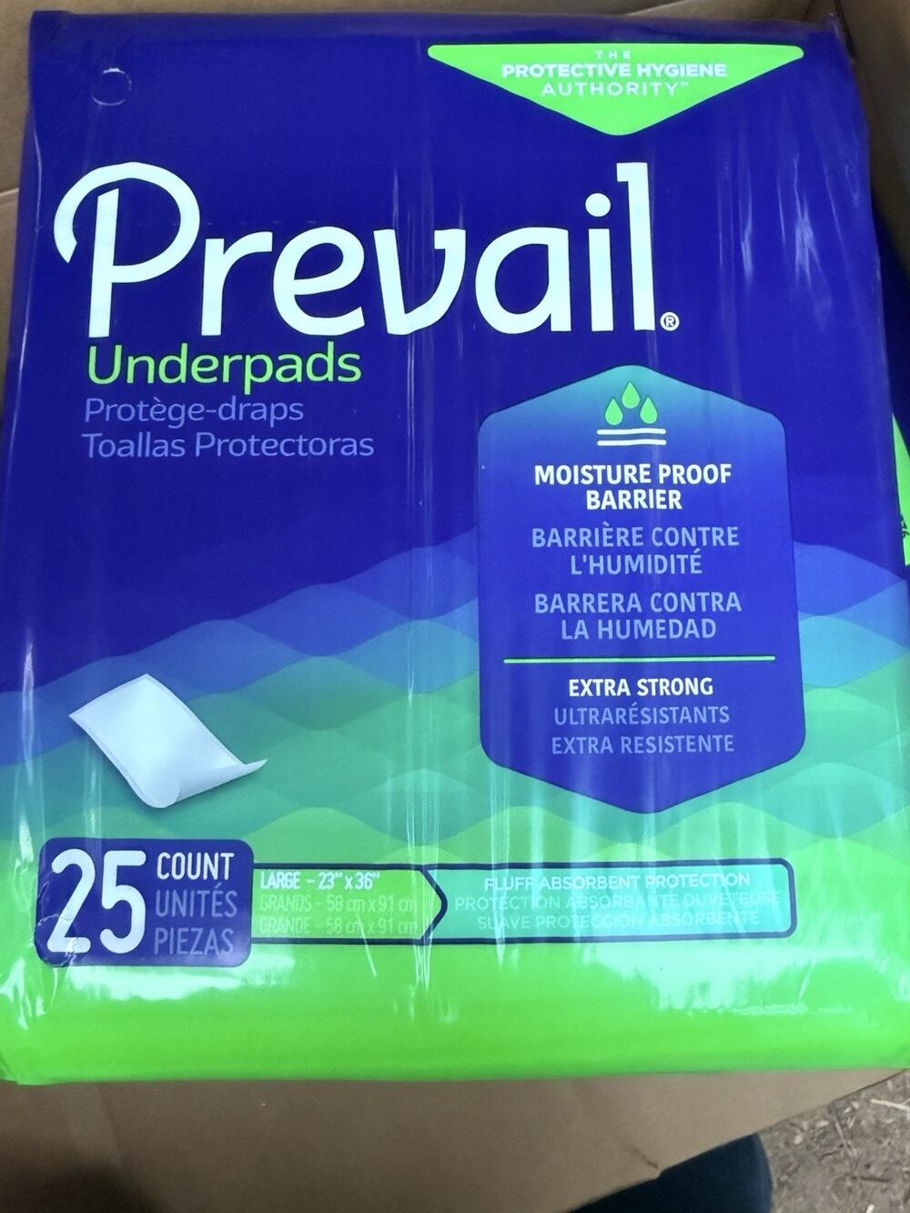 6 Pack Prevail Disposable Underpads 23'' x 36'' 6 Bags of 25 Count 150 Total